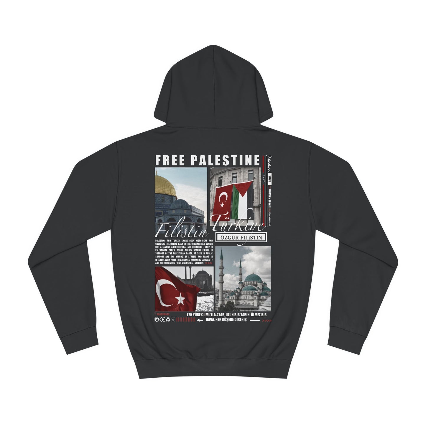 Turkey & Palestine Hoodie Türkiye 🇹🇷 فلسطين 🇵🇸