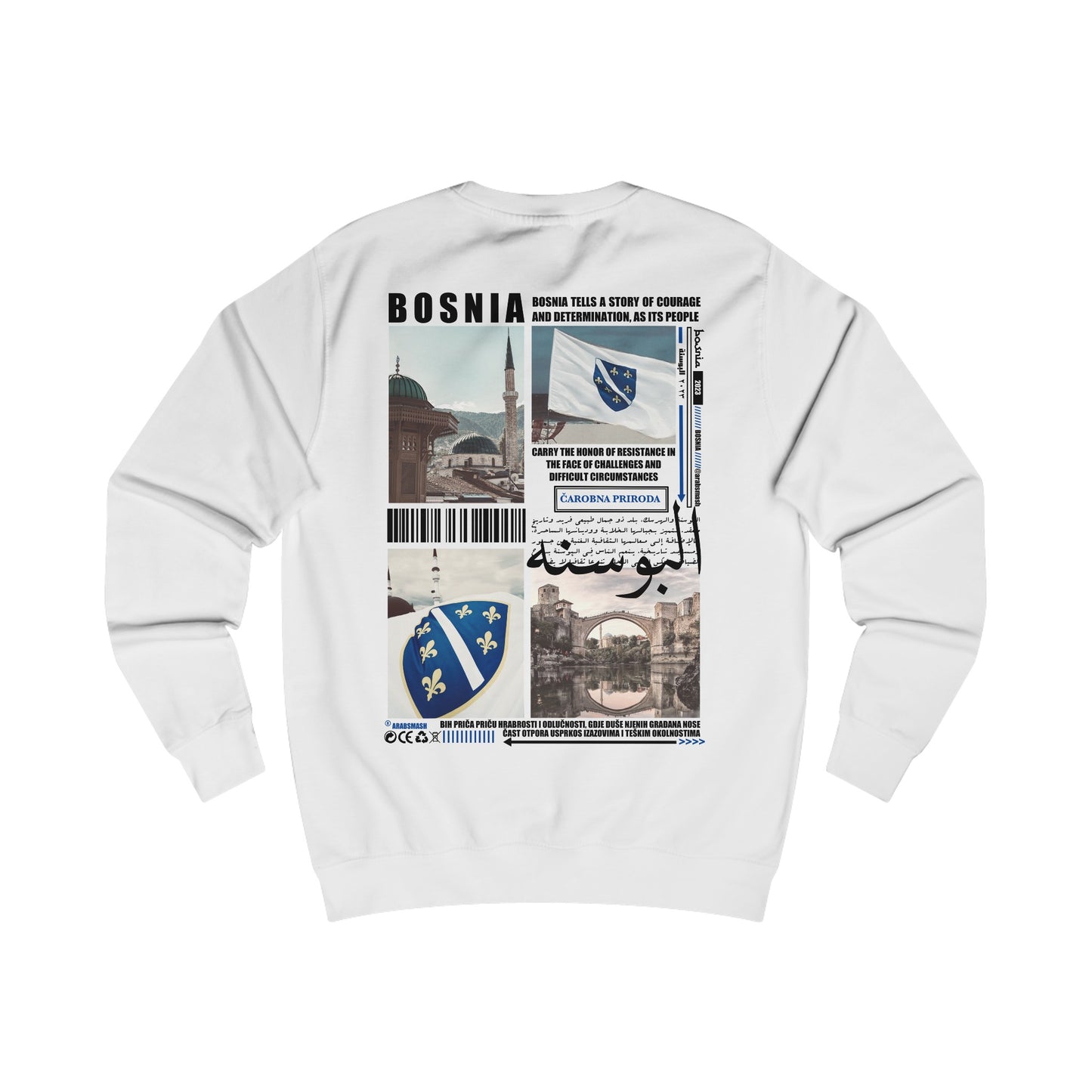 Bosnia Sweatshirt black / white . البوسنه