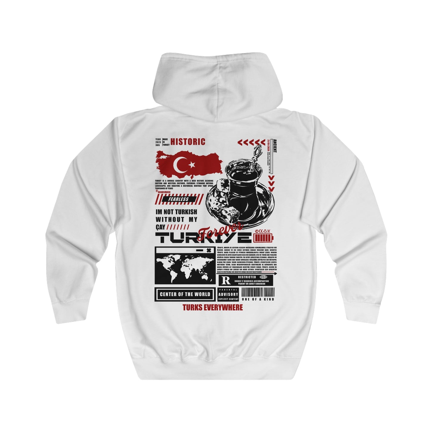 Türkiye Zip Hoodie black/white. تركيا .