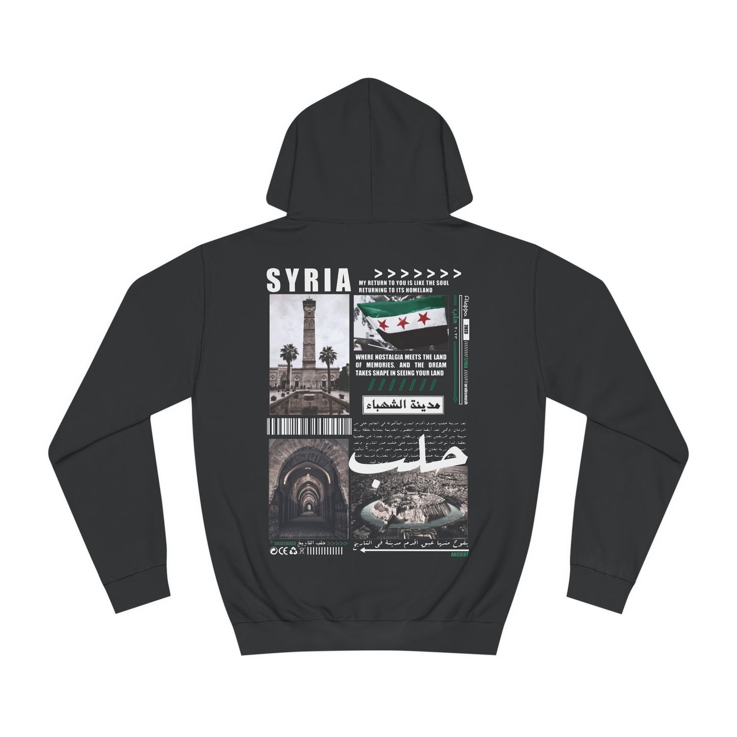 Syria Aleppo black/ white Hoodie. حلب .