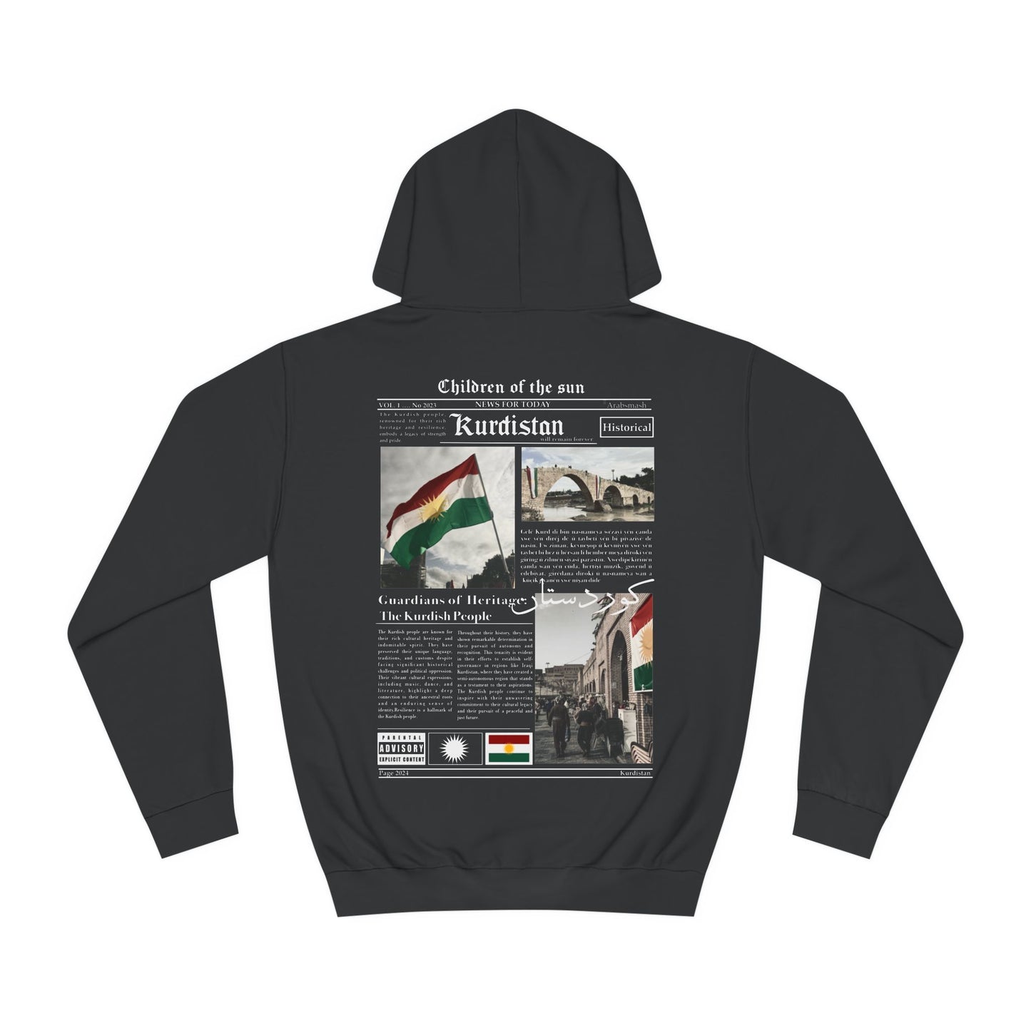 News of Kurdistan Hoodie black/ white كردستان