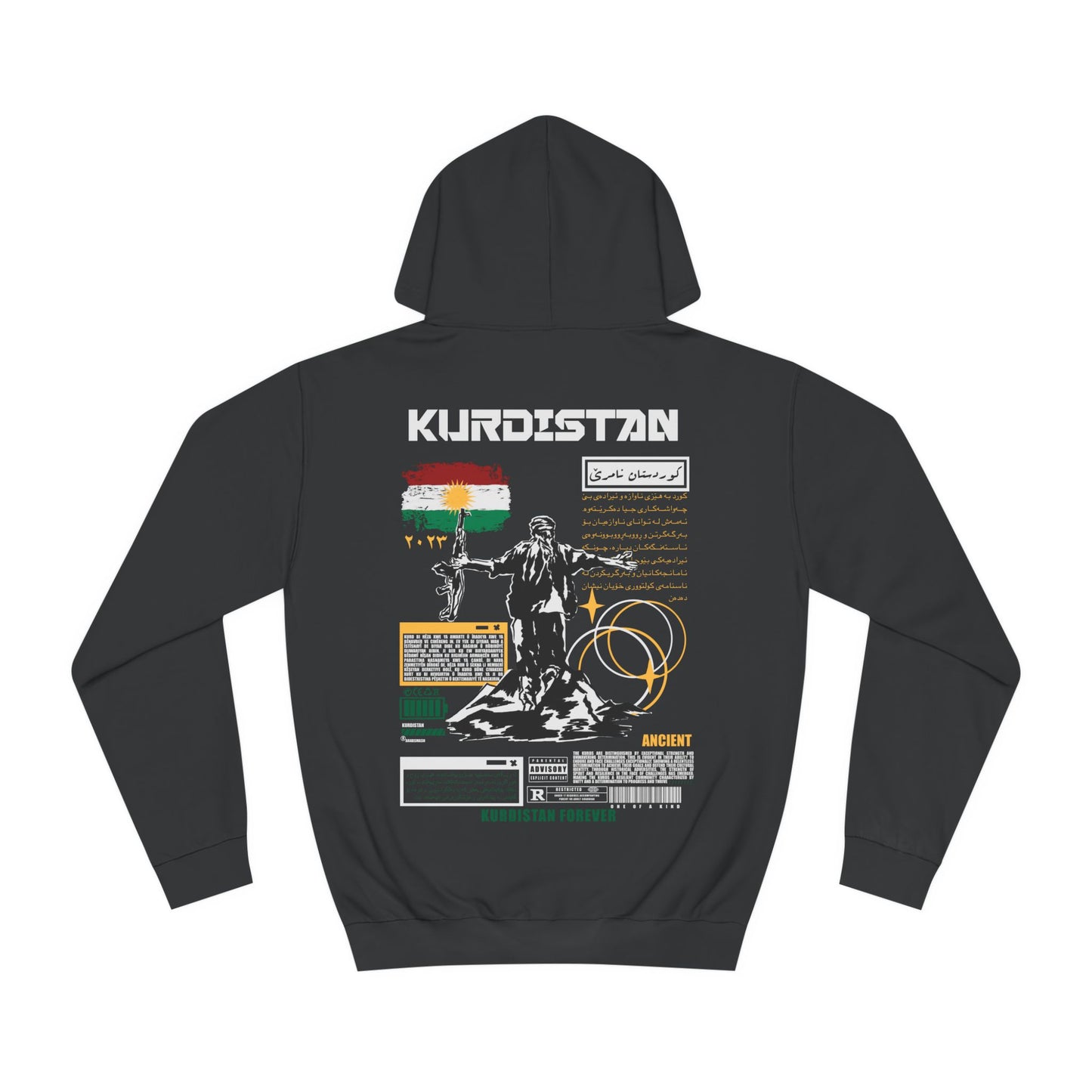 Sweat à capuche noir et blanc du Kurdistan. 2 كردستان . 