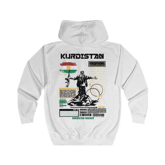 Kurdistan black/white Zip Hoodie. كردستان .