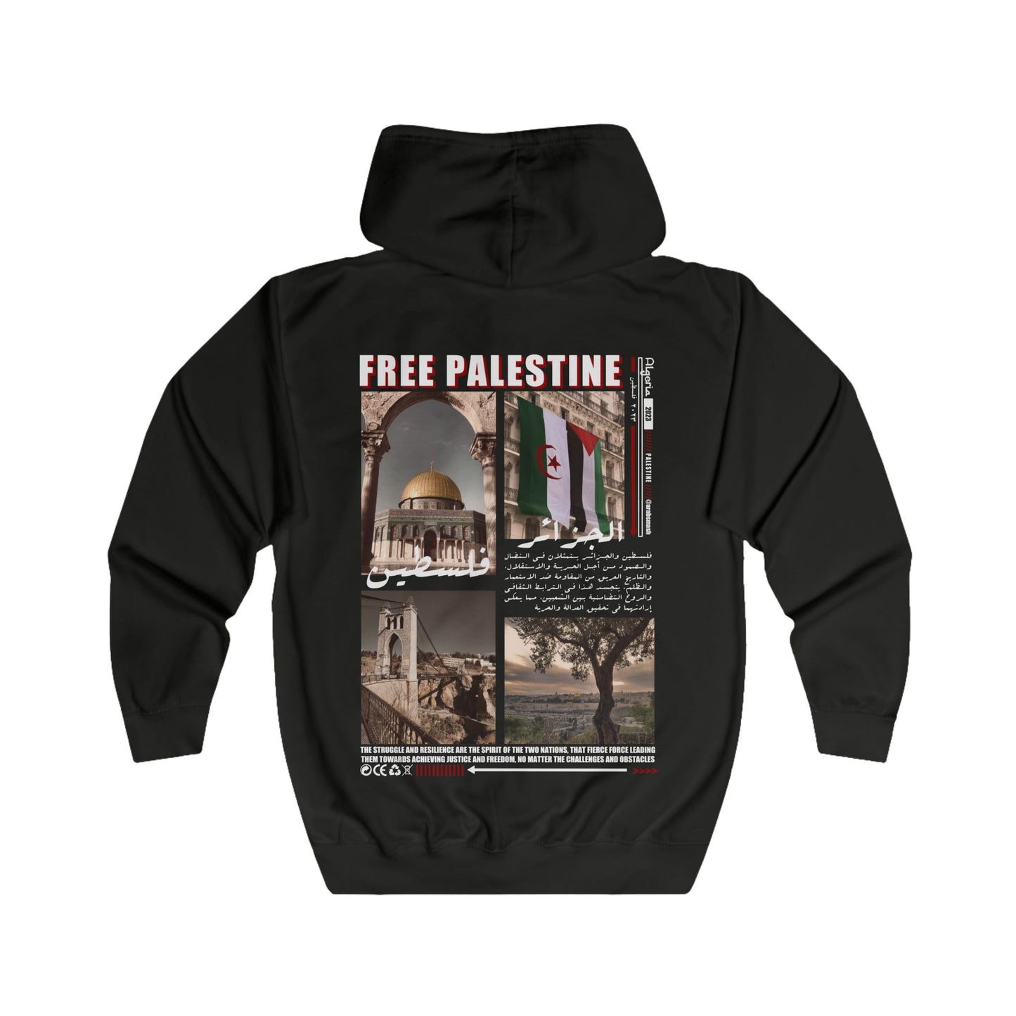 Algeria Palestine Zip Hoodie الجزائر ، فلسطين 🇵🇸 🇩🇿