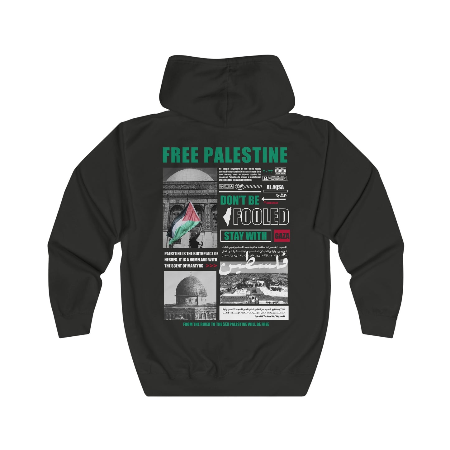 Sweat à capuche zippé Palestine gratuit. فلسطين حرة . 