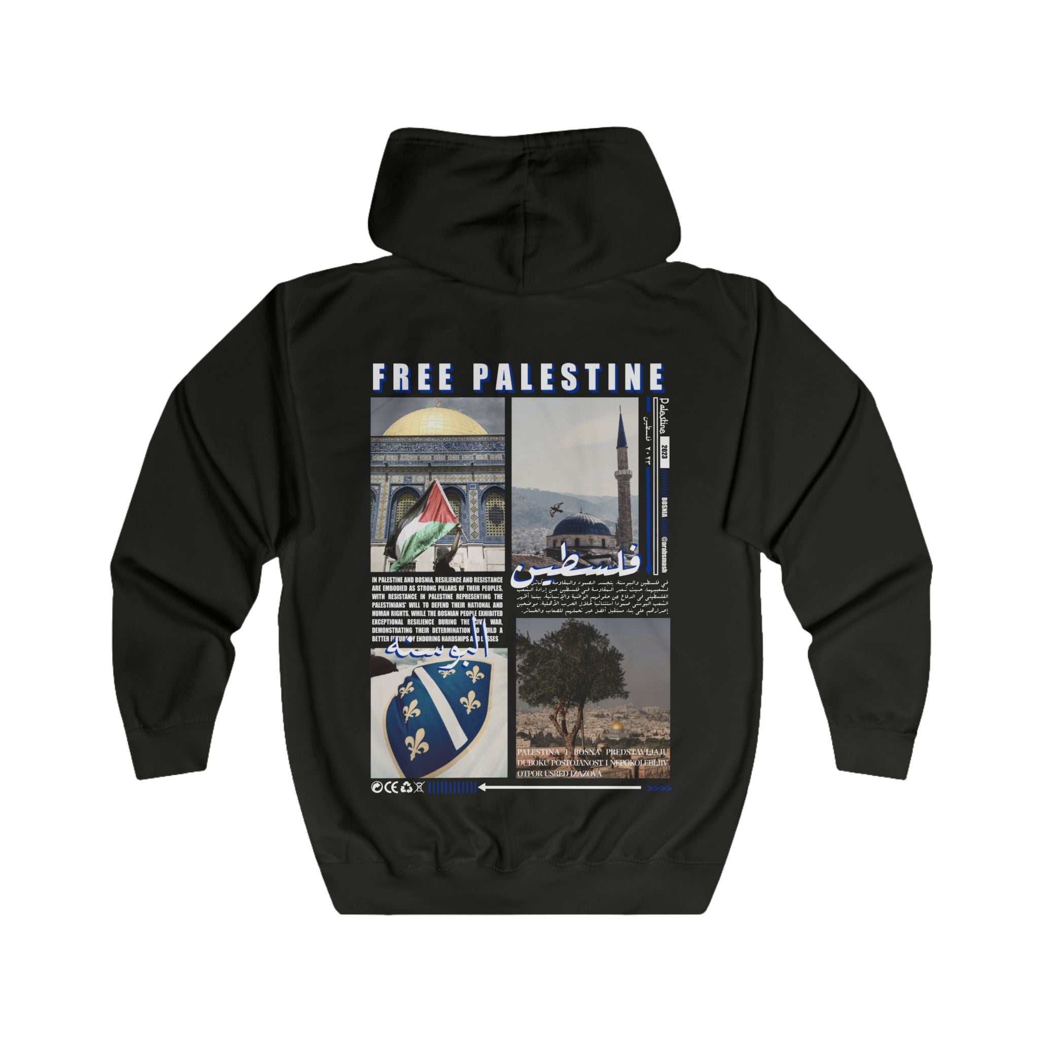 Palestine & Bosna Zip Hoodie البوسنه 🇧🇦